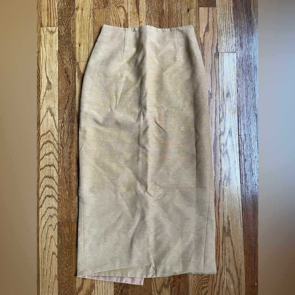 Terra cotta azeeza silk pencil skirt